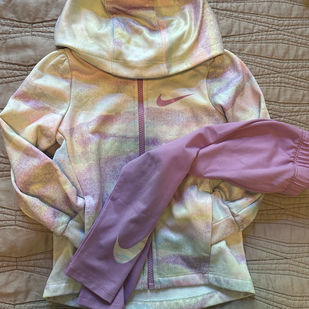 3T Nike Multicolor Hoodie and Purple  Leggings Set